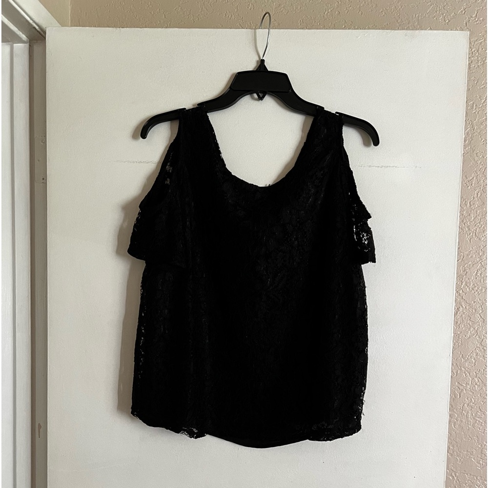 Black lace cold shoulder blouse